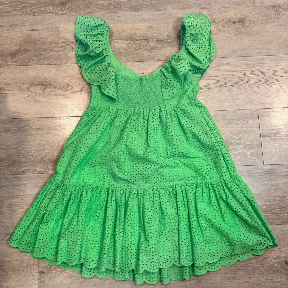 Lilly Pulitzer Bright Green Eyelet Ruffle Swing Dress